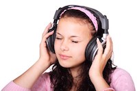 Girl DJ with headphones