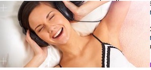 Male listener on laptop