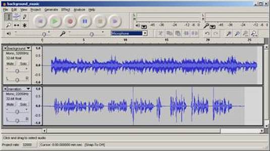 Audactity recording screen