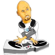 Bald DJ charicature