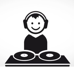 DJ at turntables graphic