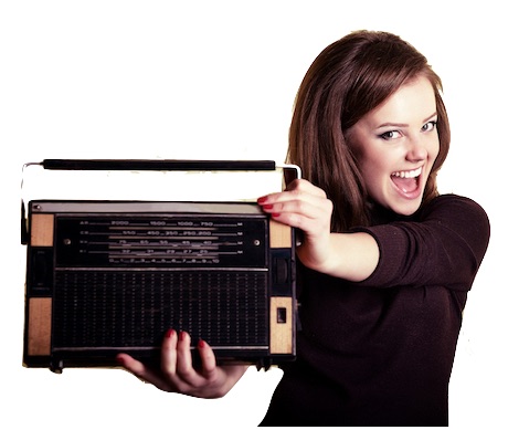 Girl with a BIG radio