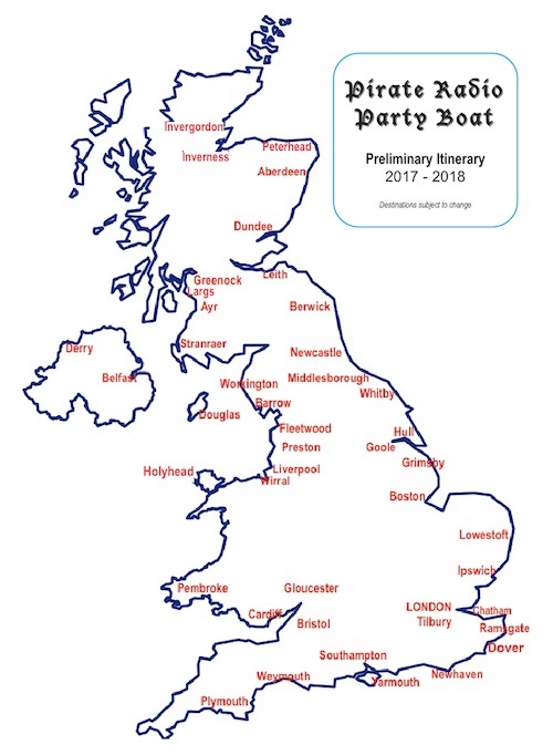 Pirate Radio Party Boat itinerary
